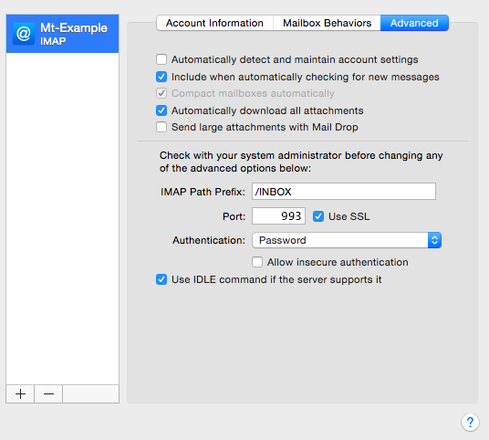 google mail setting for mac imapmail